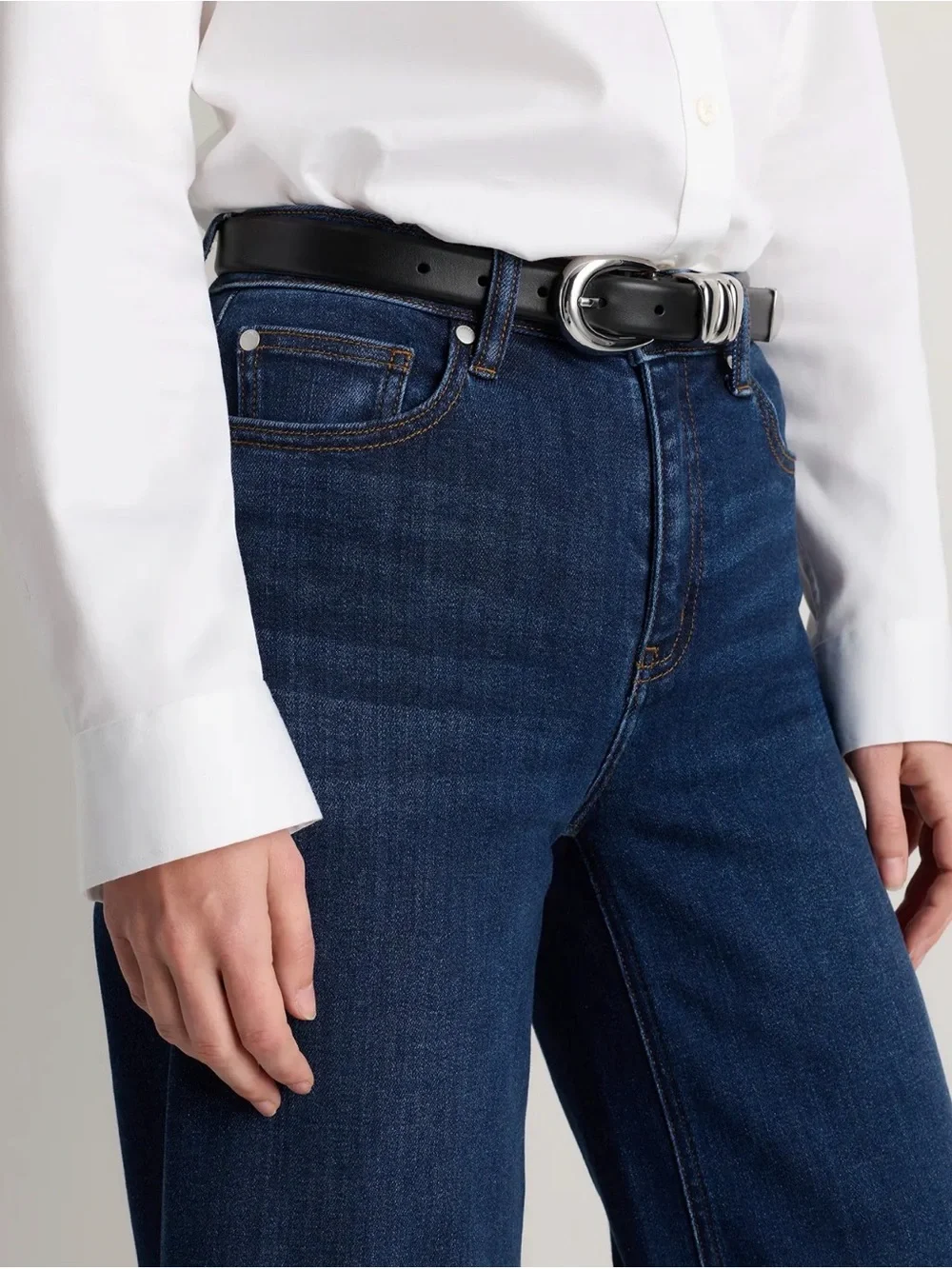New Large Elissa Triple Keeper European Leather Belt - Retail $58